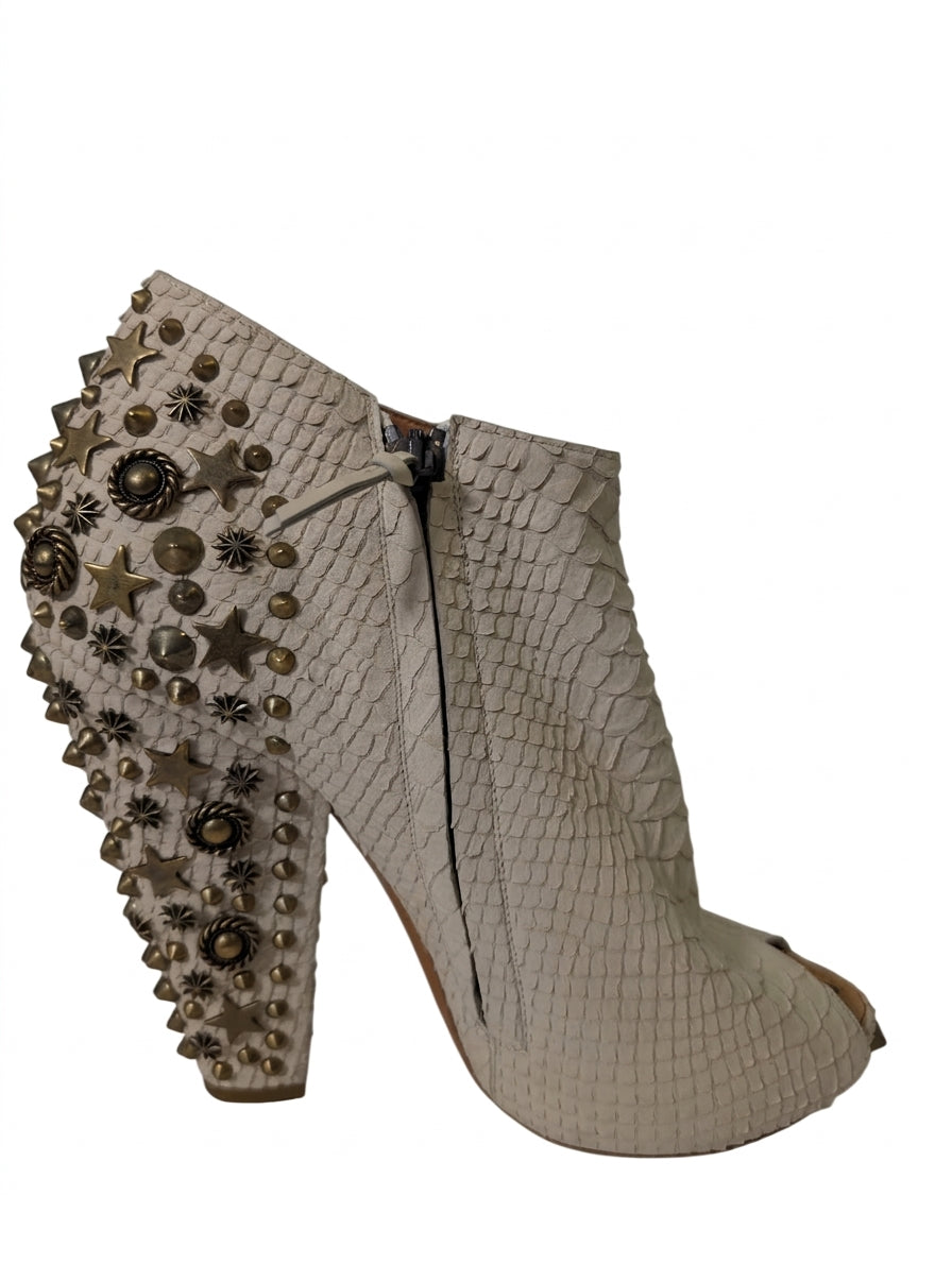 Givenchy Studded Peep Toe Booties - Off-White Leather - Image 1