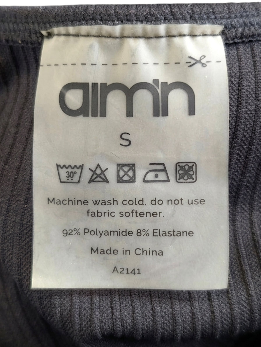 Aim'n Ribbed Activewear Crop Top Black Size S - Image 2