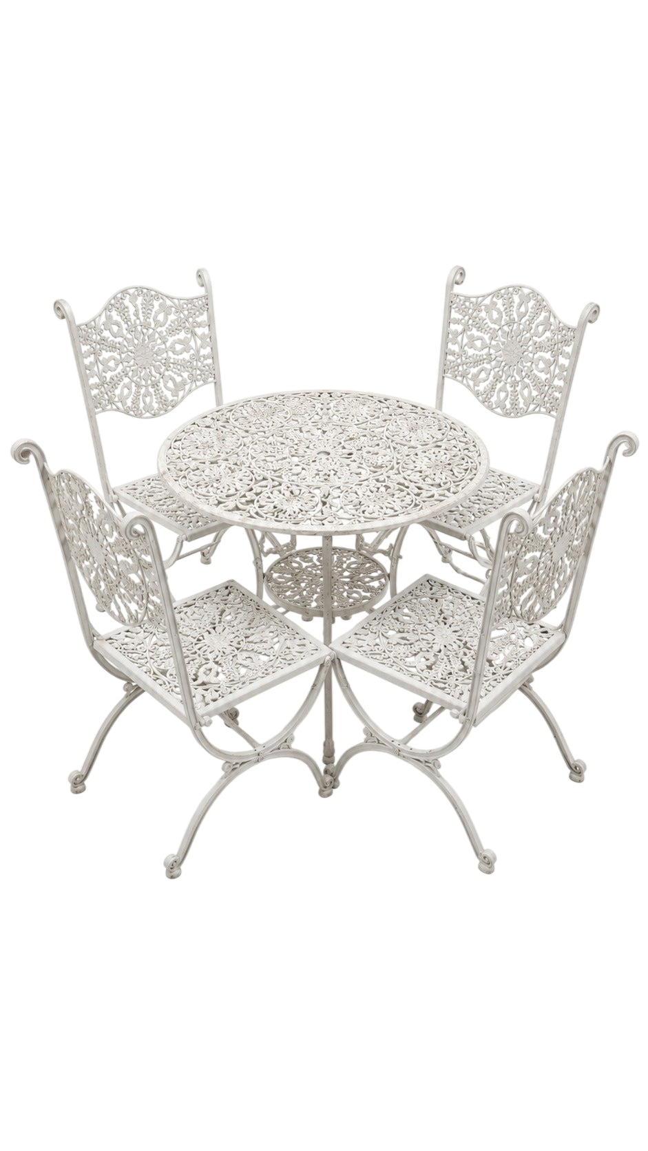 Vintage Style Ornate Cast Aluminum Bistro Set - White Garden Furniture - Image 1