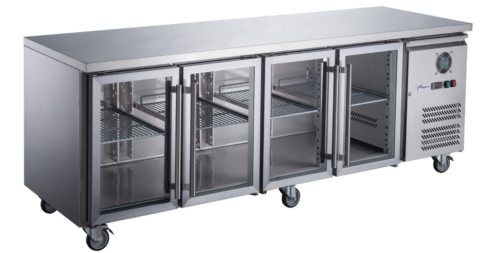 FED-X Commercial 4-Door Stainless Steel Under-Counter Fridge 553L - Image 1