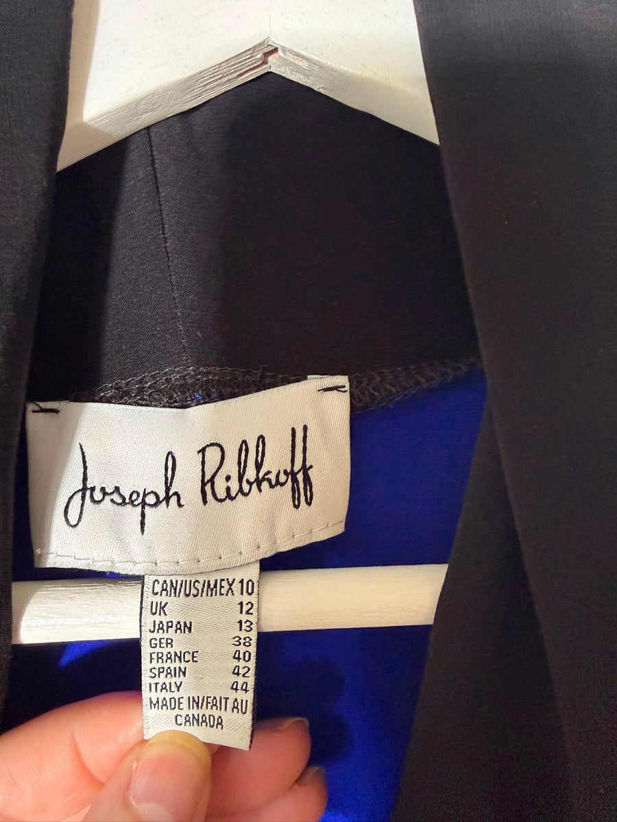Joseph Ribkoff Color Block Cowl Neck Tunic Blue and Black US 10 - Image 2