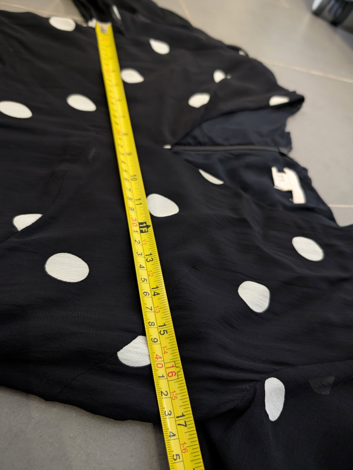 H&M Polka Dot Asymmetric Ruffle Midi Dress - Black & White - Image 2