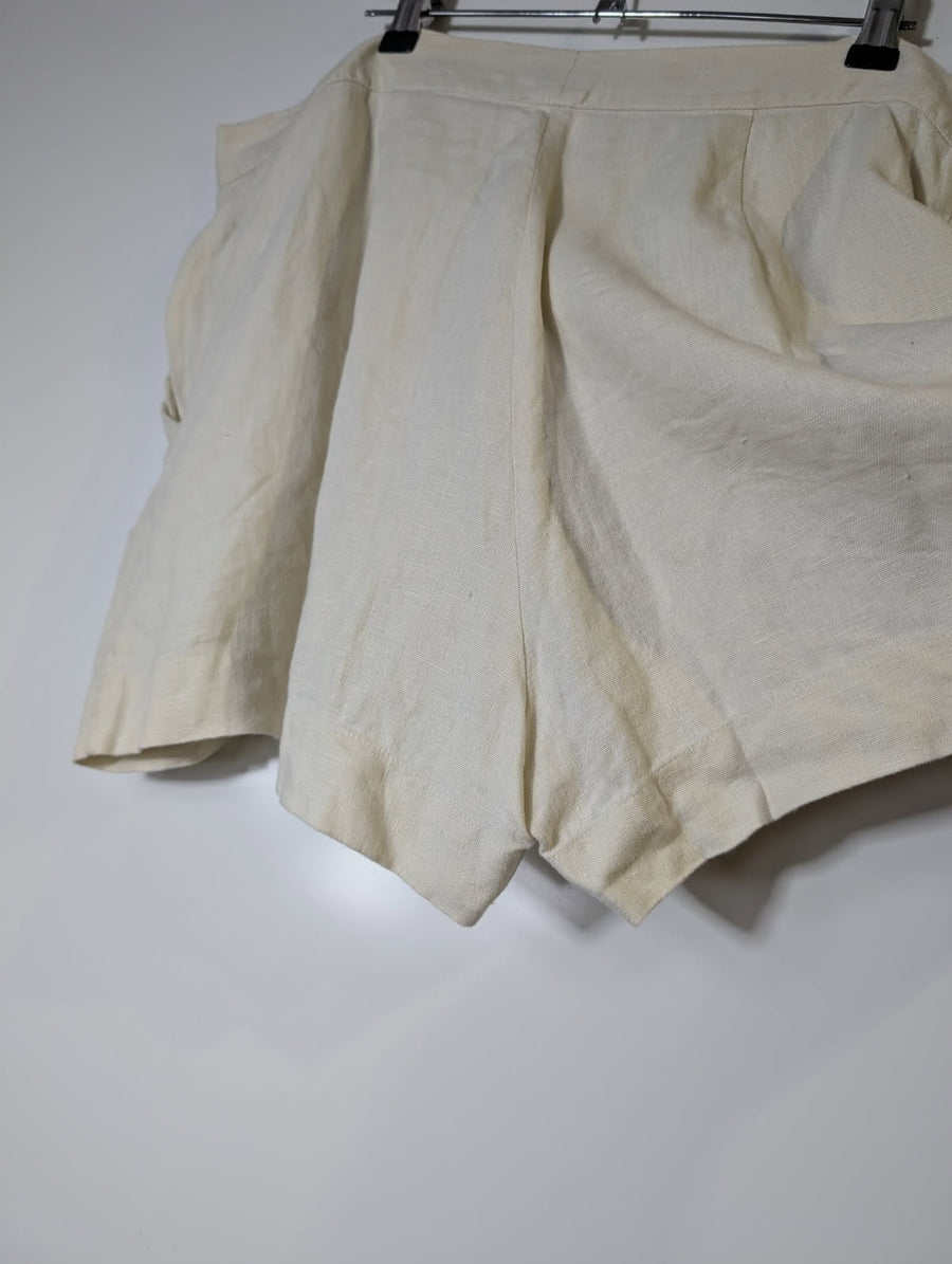 Posse High-Waisted Linen Shorts Cream Size M - Image 2