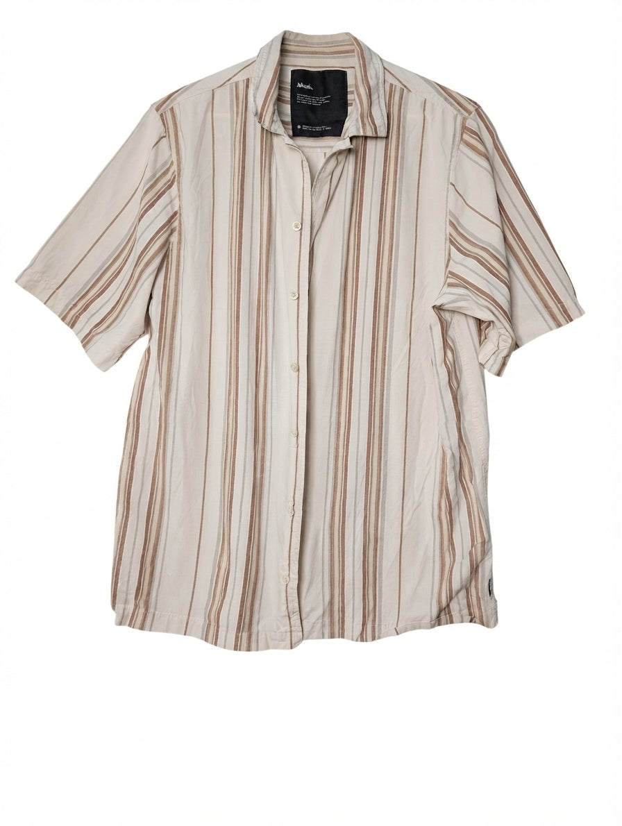 Afends Striped Short Sleeve Shirt Men's Size L - Image 1