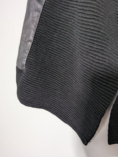 MM6 Maison Margiela Leather and Knit Open Front Vest Black Size 6 - Image 4