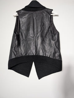 MM6 Maison Margiela Leather and Knit Open Front Vest Black Size 6 - Image 5