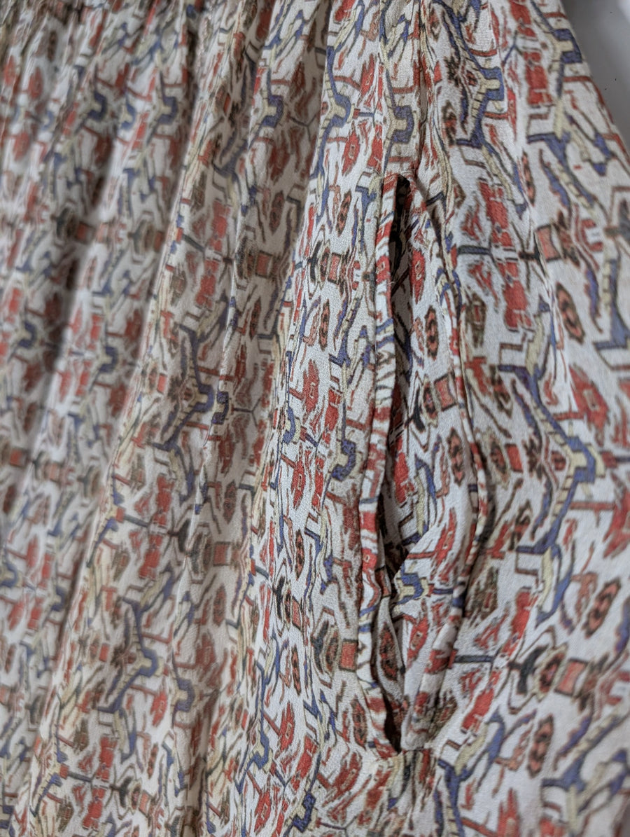 Isabel Marant Silk Smocked Maxi Skirt Multicolour Size 36 - Image 4