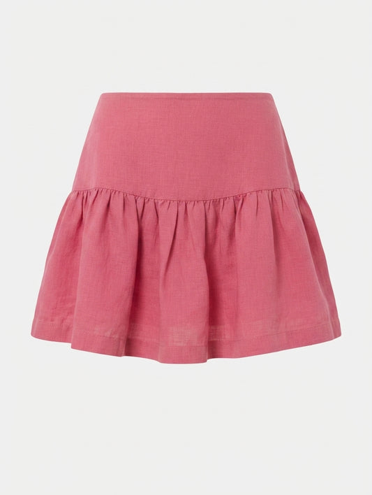 Country Road Organic French Linen Ruffle Mini Skirt Pink Size 12 - Image 1