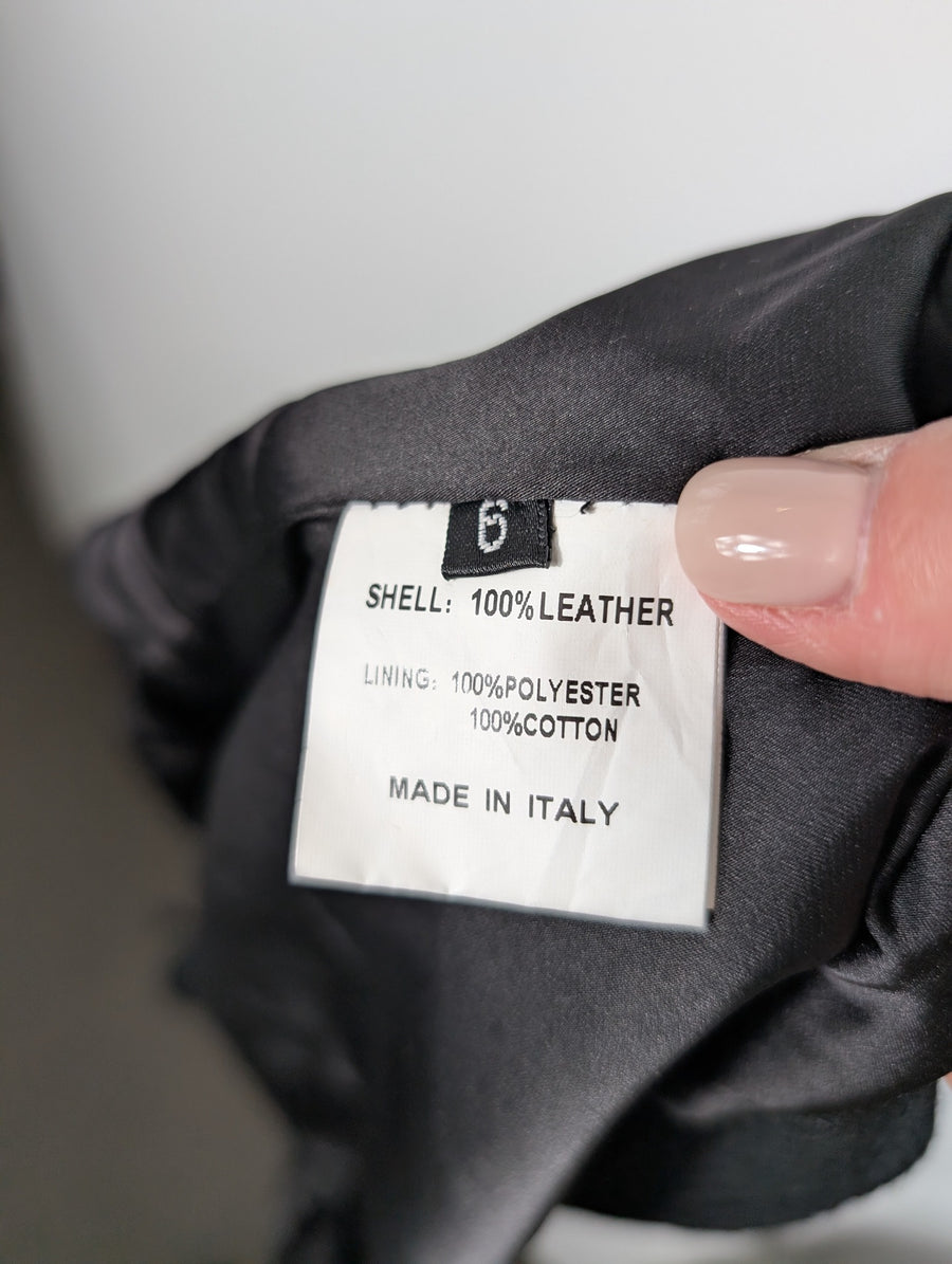 MM6 Maison Margiela Leather and Knit Open Front Vest Black Size 6 - Image 7
