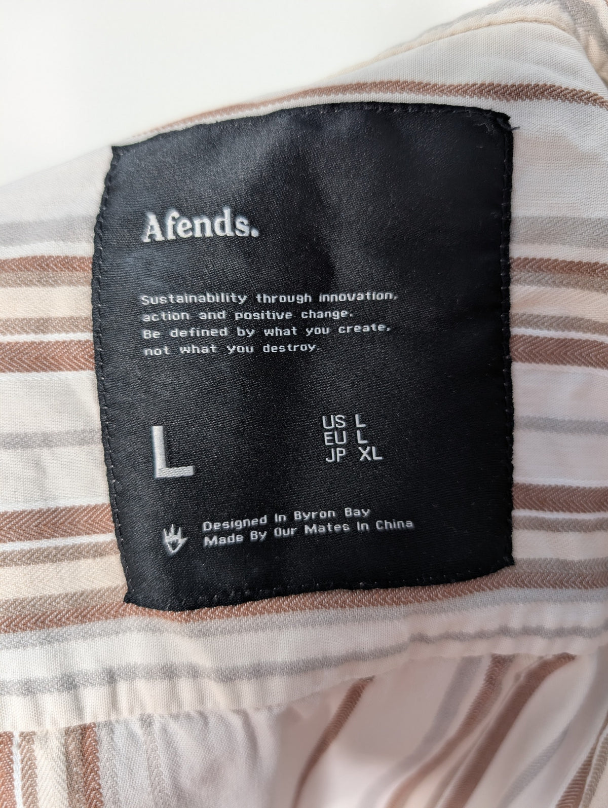 Afends Striped Short Sleeve Shirt Men's Size L - Image 6