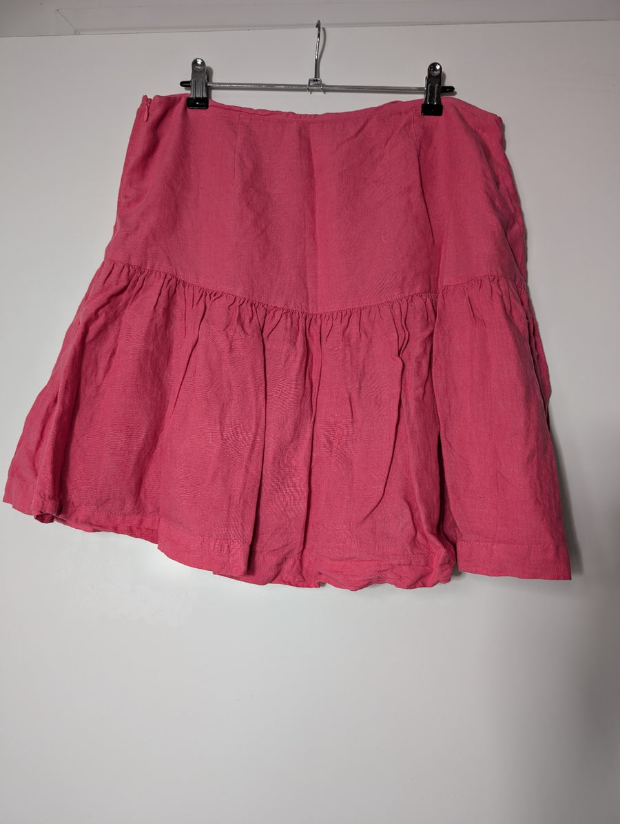 Country Road Organic French Linen Ruffle Mini Skirt Pink Size 12 - Image 3
