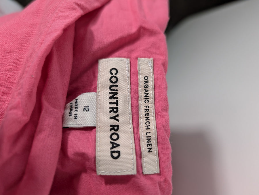Country Road Organic French Linen Ruffle Mini Skirt Pink Size 12 - Image 4