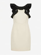 Rachel Gilbert Ruffle Detail Dress Cream and Black Size 2 - Image 1