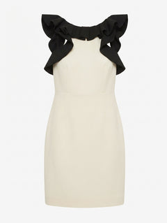 Rachel Gilbert Ruffle Detail Dress Cream and Black Size 2 - Image 1