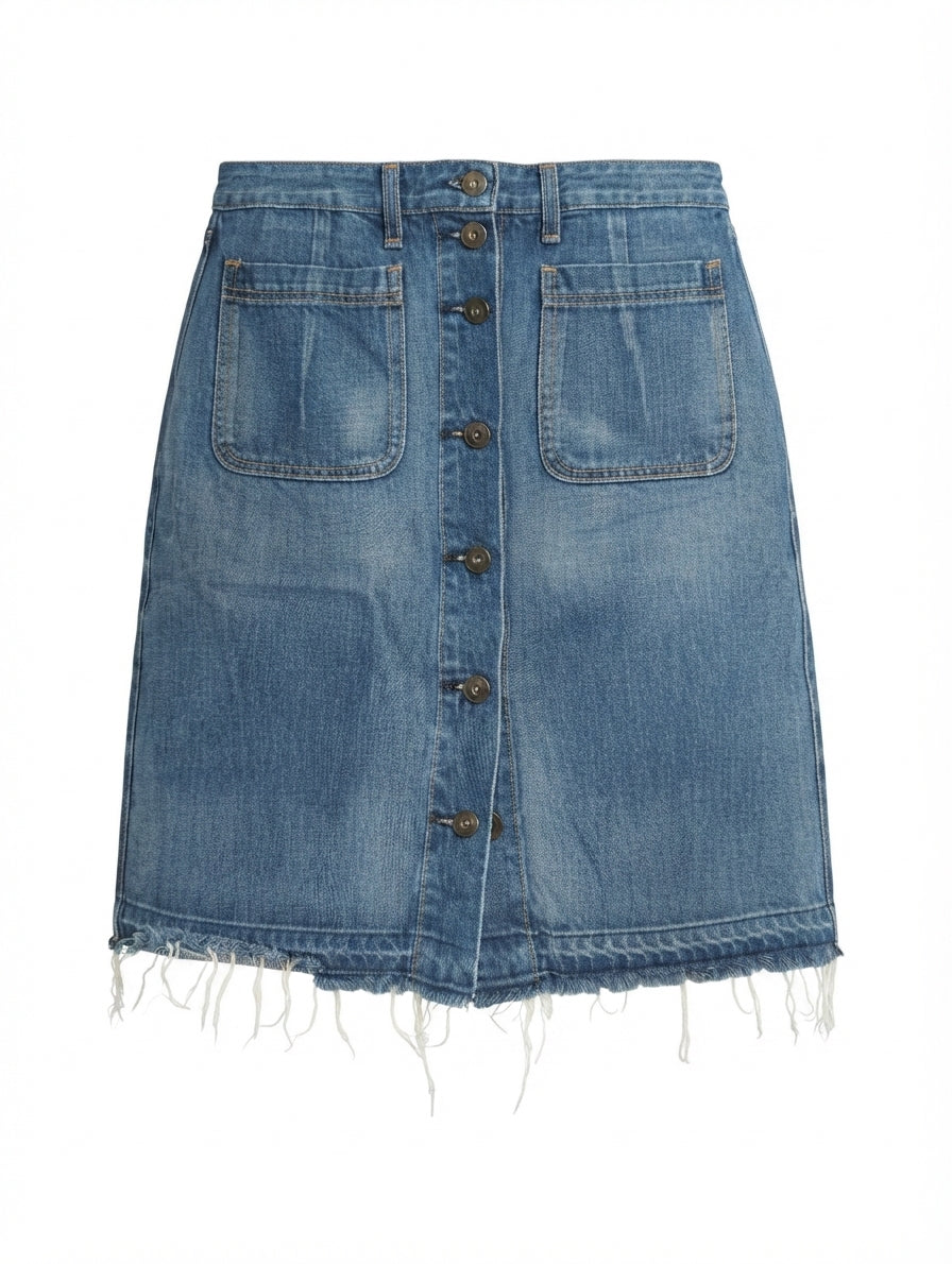 Rag & Bone Denim Button-Front Mini Skirt Blue Size 30 - Image 1