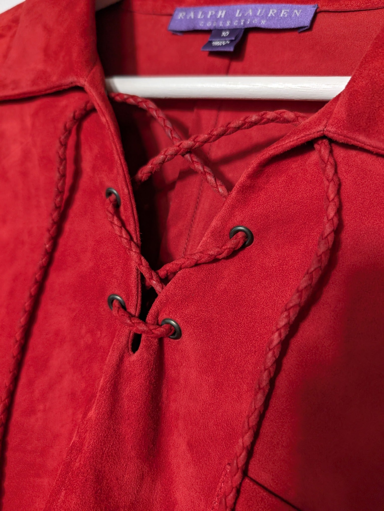 Ralph Lauren Collection Suede Lace-Up Shirt Red Size 10 - Image 3