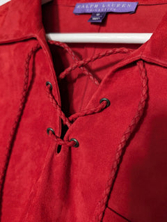 Ralph Lauren Collection Suede Lace-Up Shirt Red Size 10 - Image 3