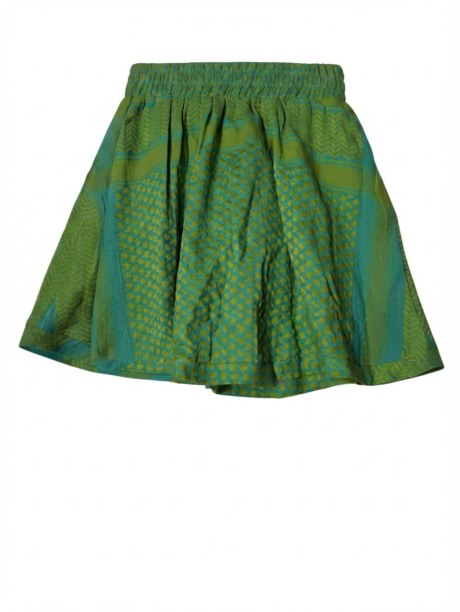Cecilie Copenhagen Keffiyeh Print Mini Skirt Green Size S - Image 1