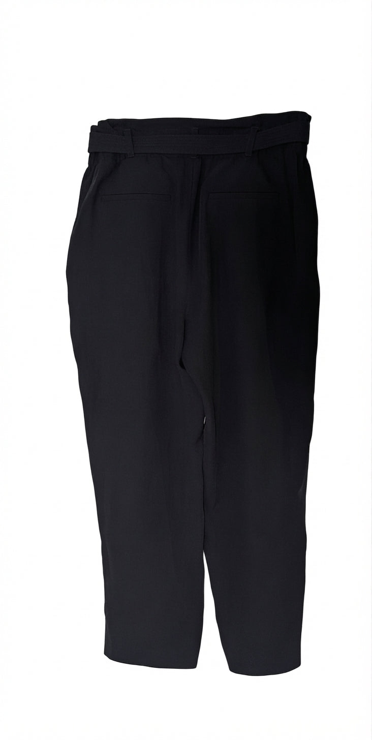Witchery High-Waisted Belted Trousers Black Women's Size 16 - Image 1