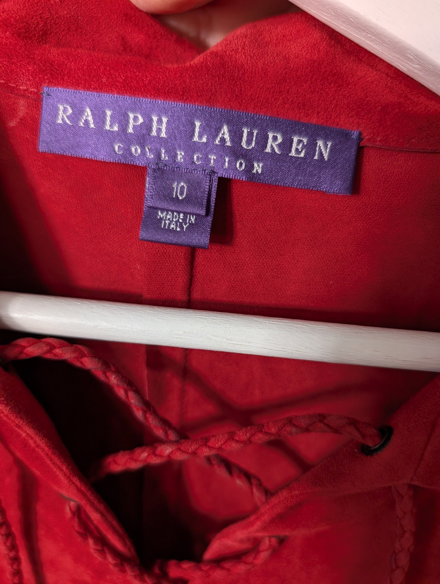 Ralph Lauren Collection Suede Lace-Up Shirt Red Size 10 - Image 4