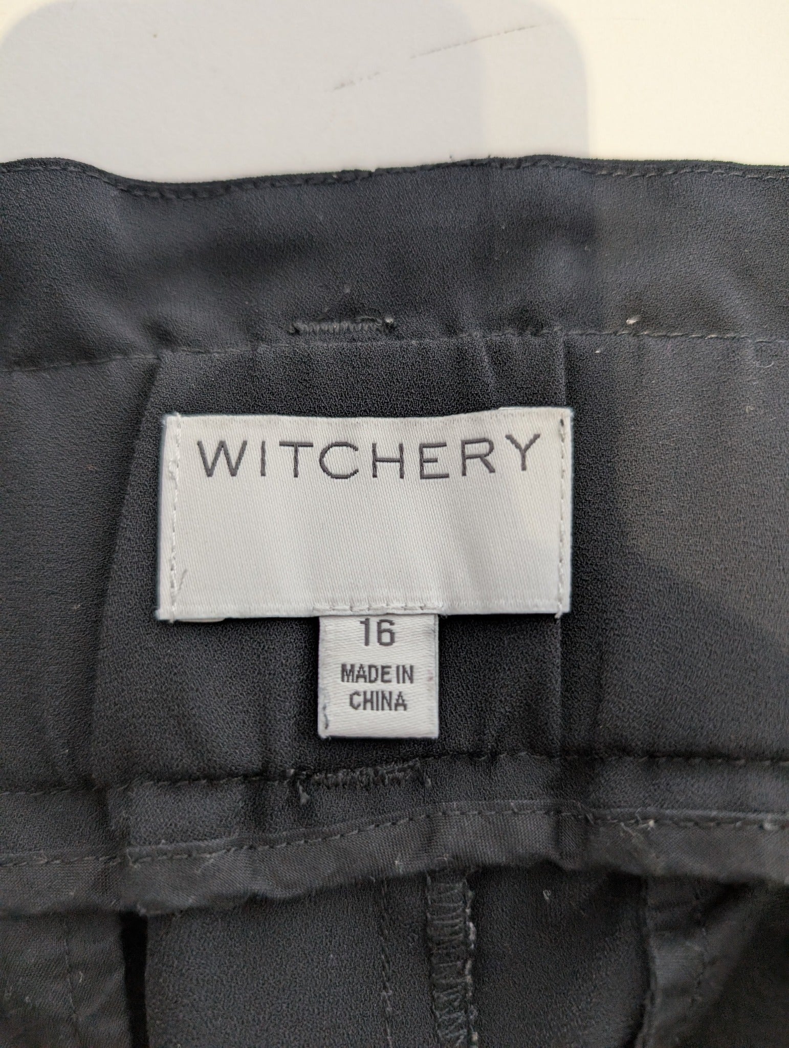 Witchery High-Waisted Belted Trousers Black Women's Size 16 - Image 2