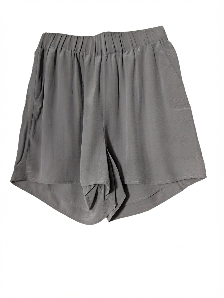 Grana Silk Elastic Waist Shorts Grey Women's Size Small - Image 1