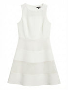Ann Taylor Fit and Flare Dress White Sleeveless Textured Mesh Panel Size 6 - Image 1
