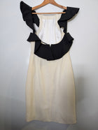 Rachel Gilbert Ruffle Detail Dress Cream and Black Size 2 - Image 3