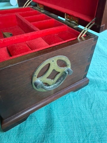 Vintage Chinese Rosewood Jewelry Box Shou Symbol Brass Hardware - Image 11
