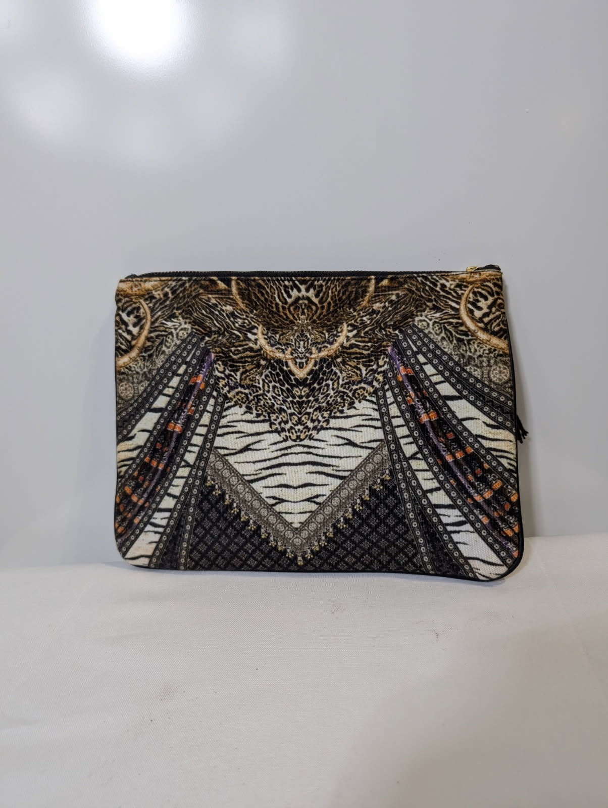 Camilla Canvas Clutch Bag With Love From India Print - Image 6