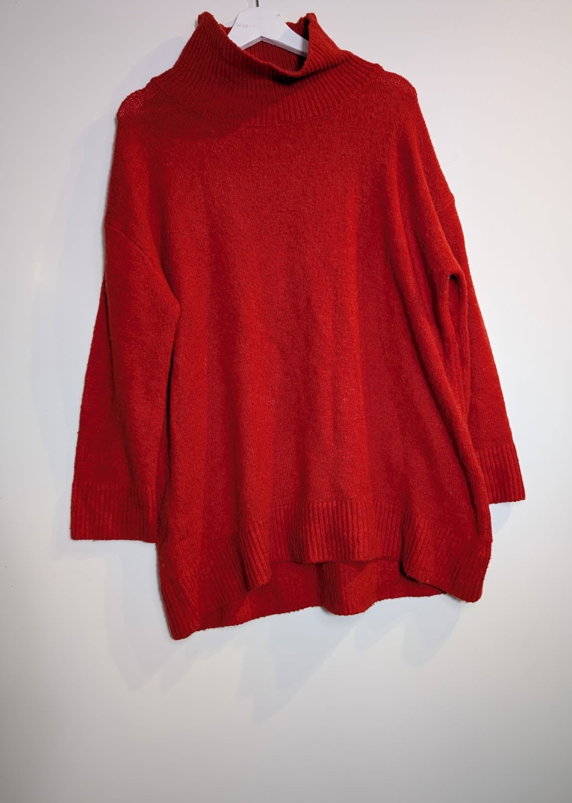 Zara Knit Oversized Turtleneck Sweater Red Women's Size S - Image 3