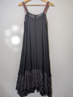 Lee Mathews Silk Chiffon Ruffle Hem Slip Dress Black Size 1 - Image 4