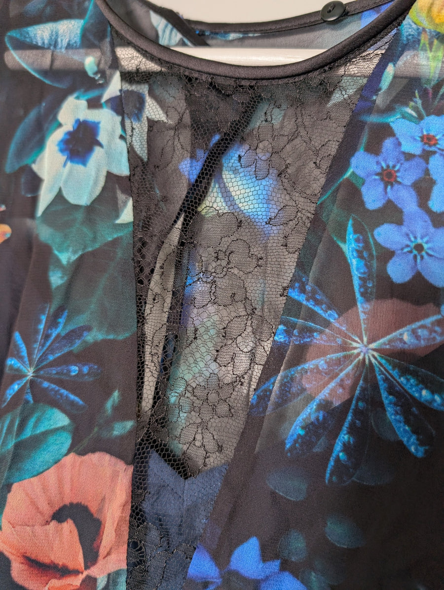 GINGER&SMART Floral Midi Dress Black Blue Pink Size 8 - Image 3