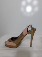 Collette Dinnigan Peep Toe Slingback Heels Gold and Pink EU 41 - Image 7