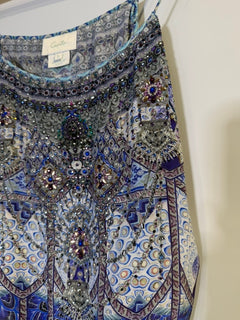 Camilla Silk Embellished Cami Top Blue Floral Playsuit Print Size S - Image 12