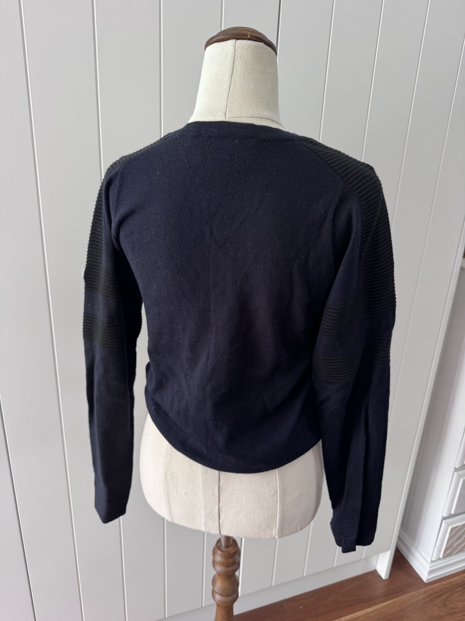 Fusalp Women's Black V-Neck Sweater - Ribbed Sleeve Detail - Image 7