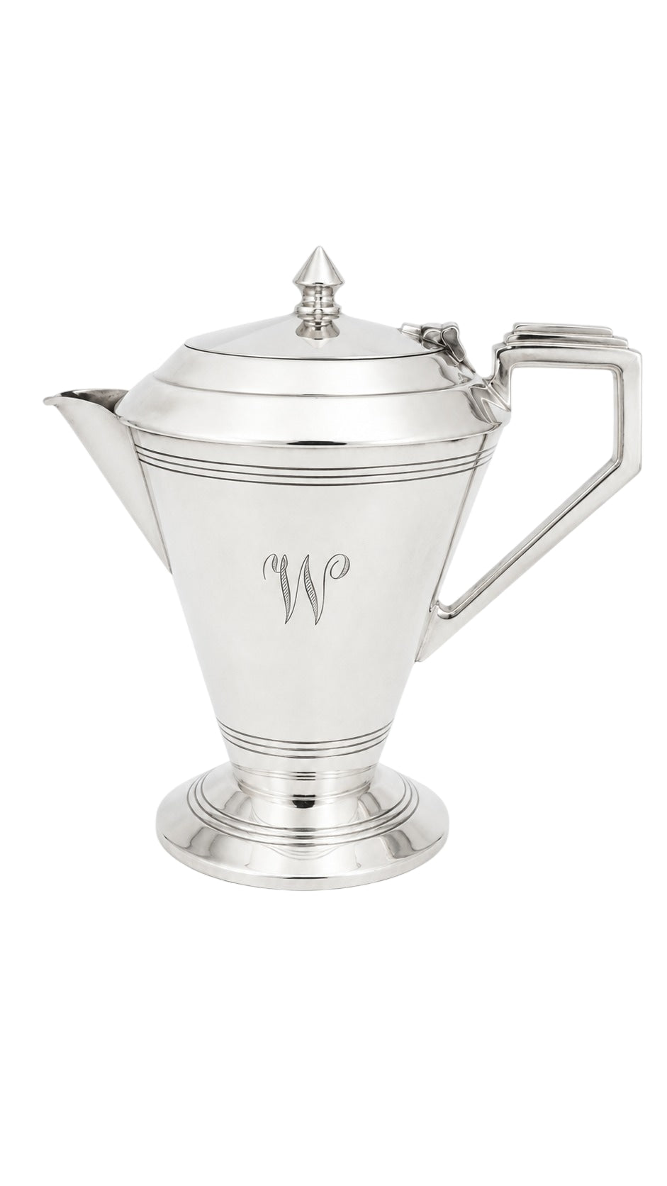 Vintage Art Deco Sterling Silver Coffee Pot - Elegant Geometric Design - Image 1