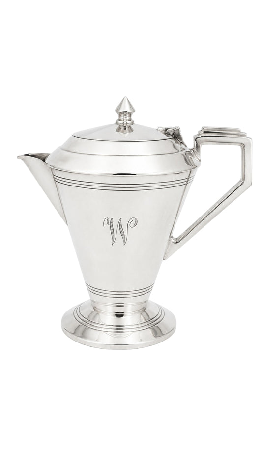 Vintage Art Deco Sterling Silver Coffee Pot - Elegant Geometric Design - Image 1