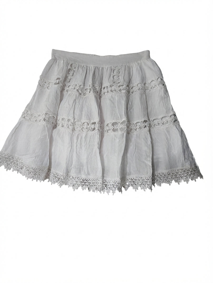 Seven Wonders Tiered Cotton Skirt White Size XS