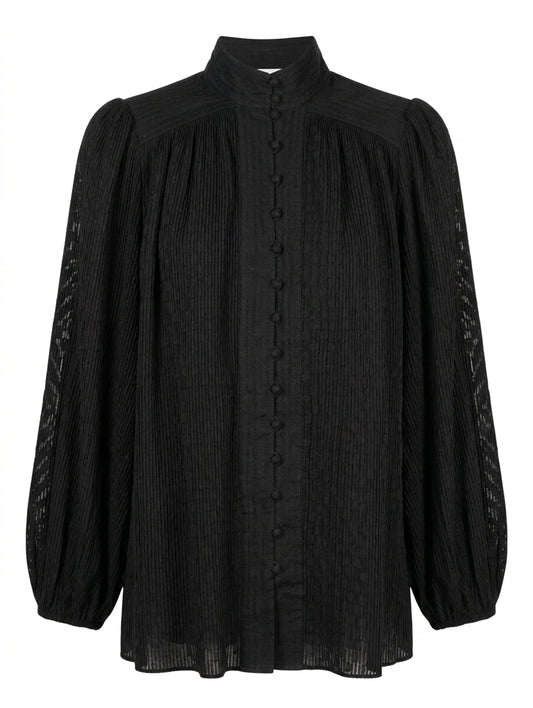 Zimmermann Victorian-Style Pleated Blouse Black Size 1 - Image 1