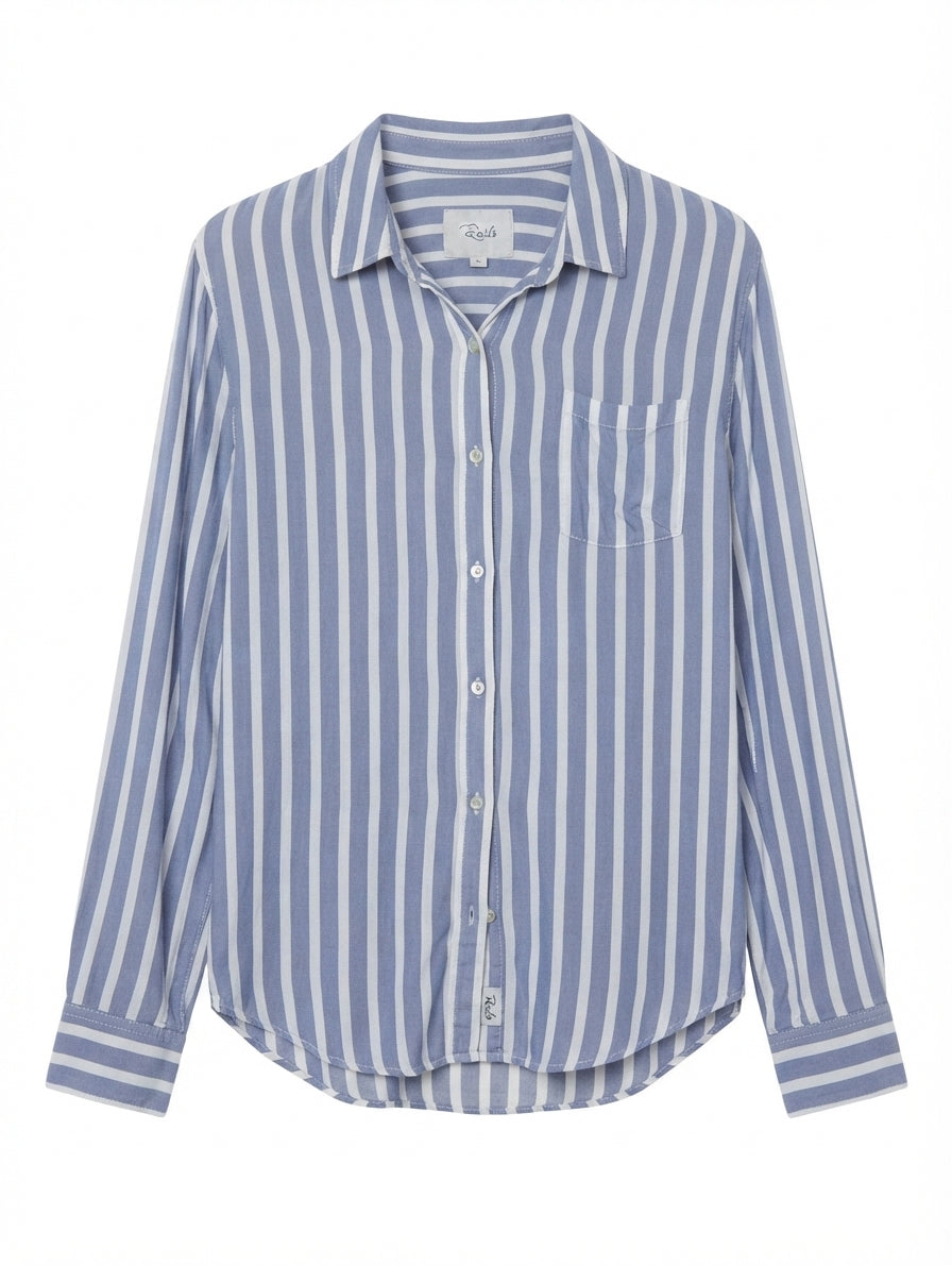 Rails Josephine Button-Down Shirt Blue and White Stripe XL - Image 1