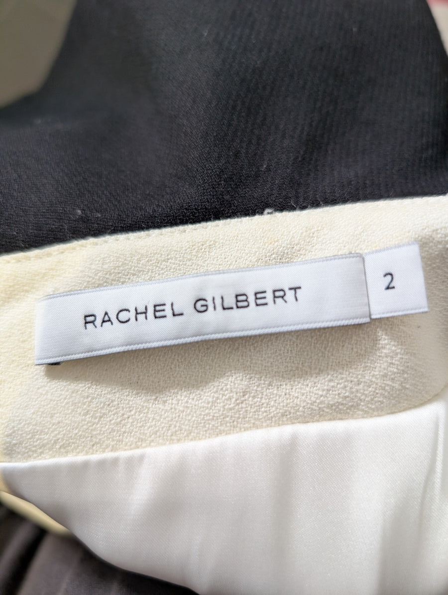 Rachel Gilbert Ruffle Detail Dress Cream and Black Size 2 - Image 4