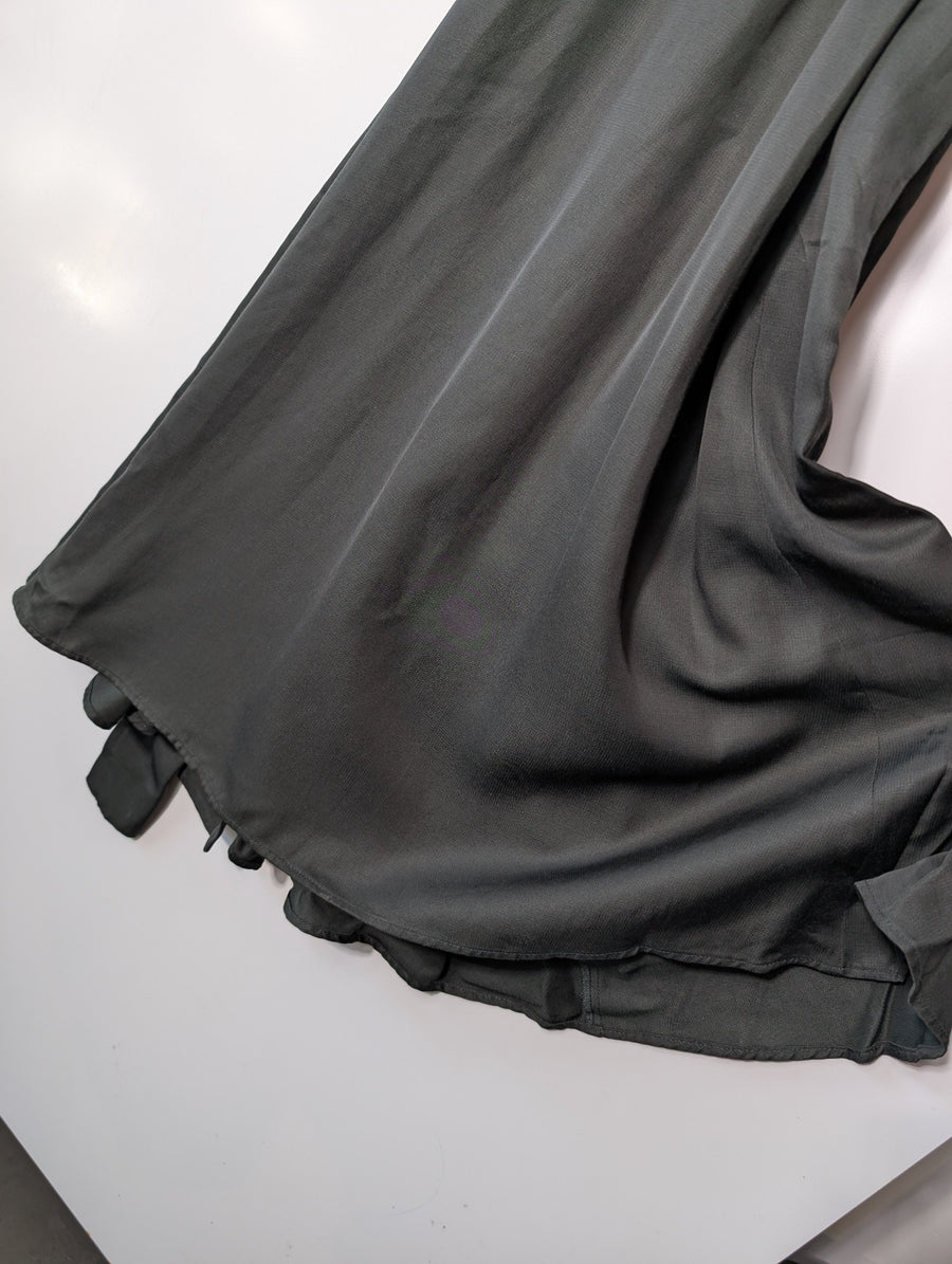 Ginger & Smart Satin Wrap Midi Dress Dark Green Size 8 - Image 3