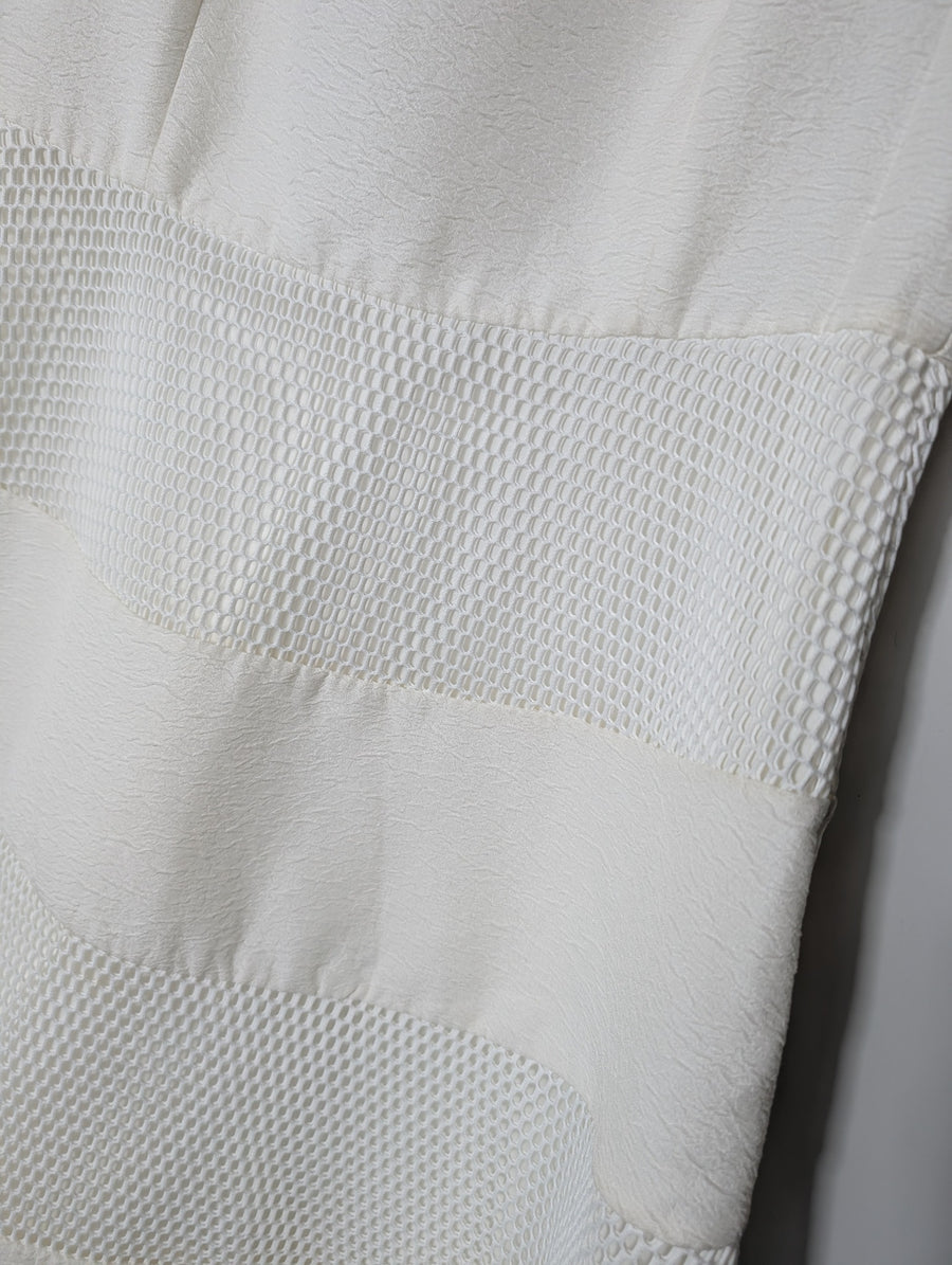 Ann Taylor Fit and Flare Dress White Sleeveless Textured Mesh Panel Size 6 - Image 2
