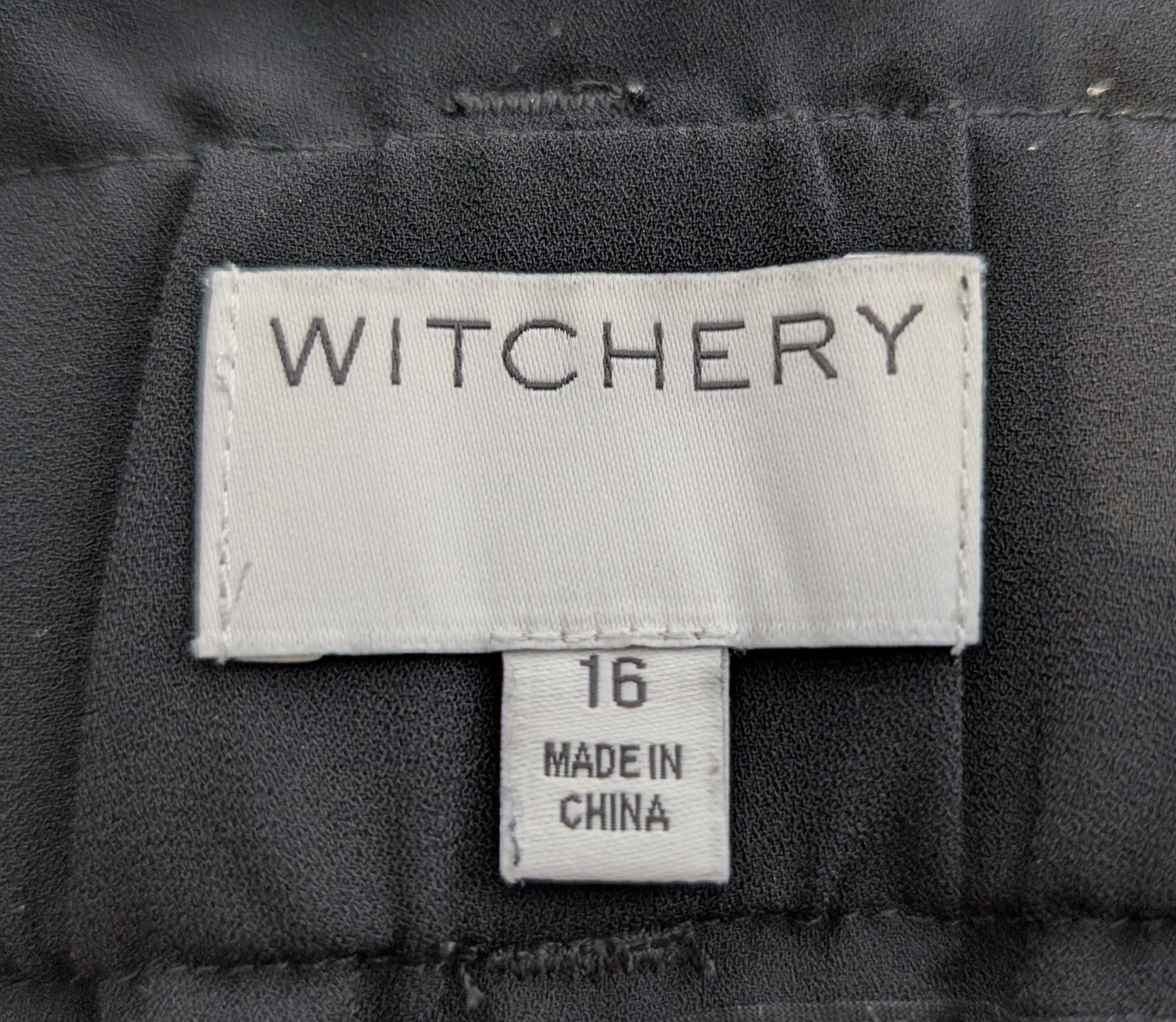 Witchery High-Waisted Belted Trousers Black Women's Size 16 - Image 3