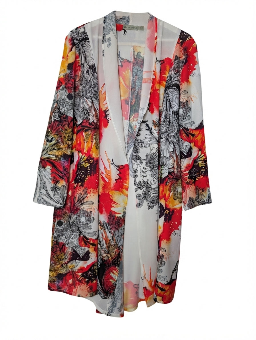 Obi New Zealand Floral Print Kimono Cardigan Multicolour Size 16 - Image 1