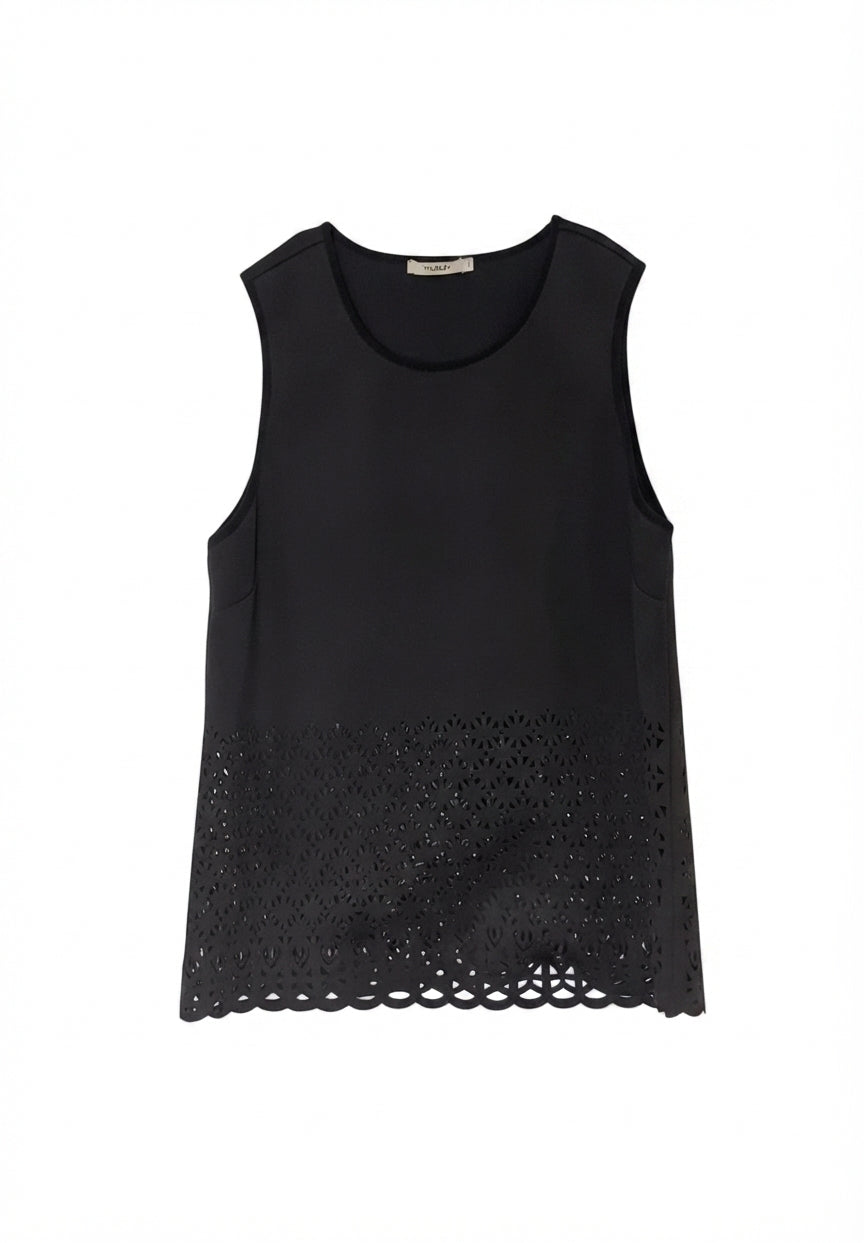 Thurley Sleeveless Top Black Laser Cut Women's Size 12 - Image 1