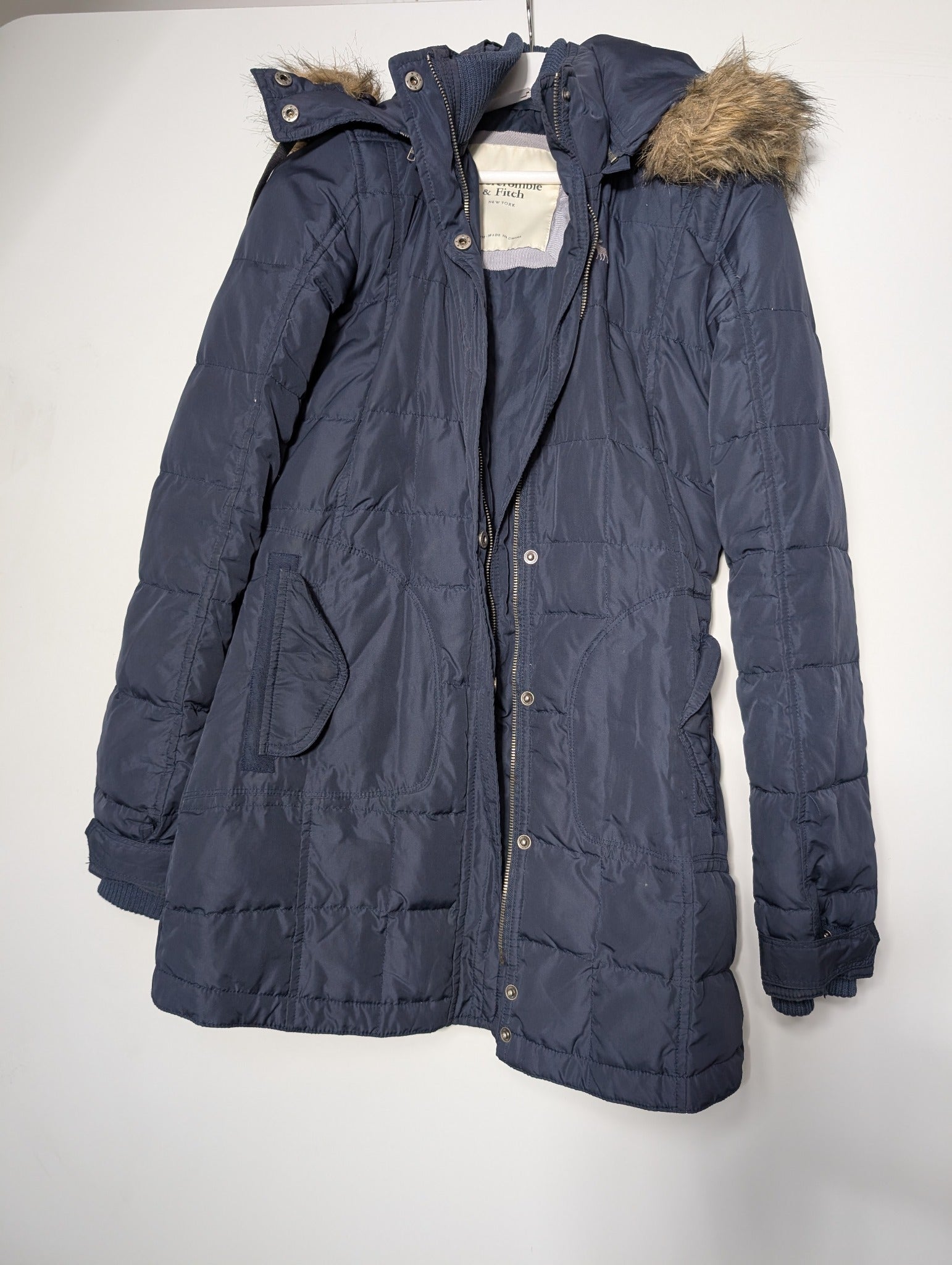 Abercrombie & Fitch Quilted Puffer Jacket Navy Blue Women's Size M - Image 1