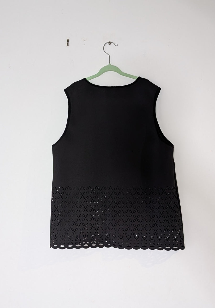 Thurley Sleeveless Top Black Laser Cut Women's Size 12 - Image 2