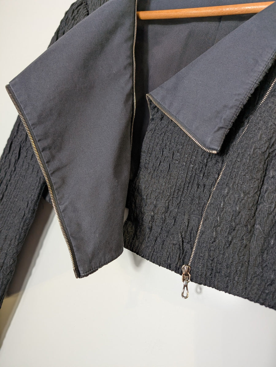 Willow Cropped Zip Jacket Black Textured - Image 3